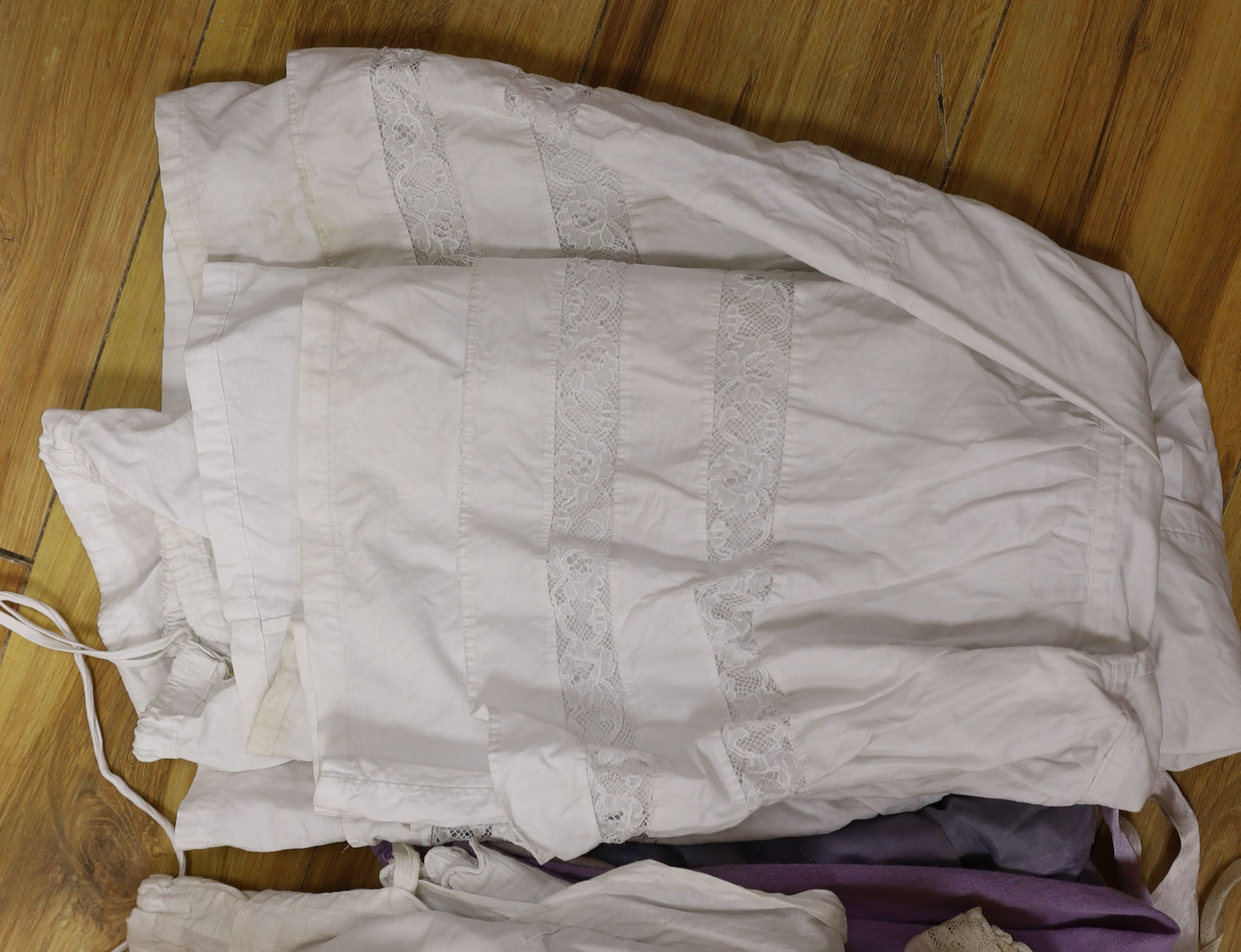 A collection of ladies chemises, petticoats and other textiles (1 box)